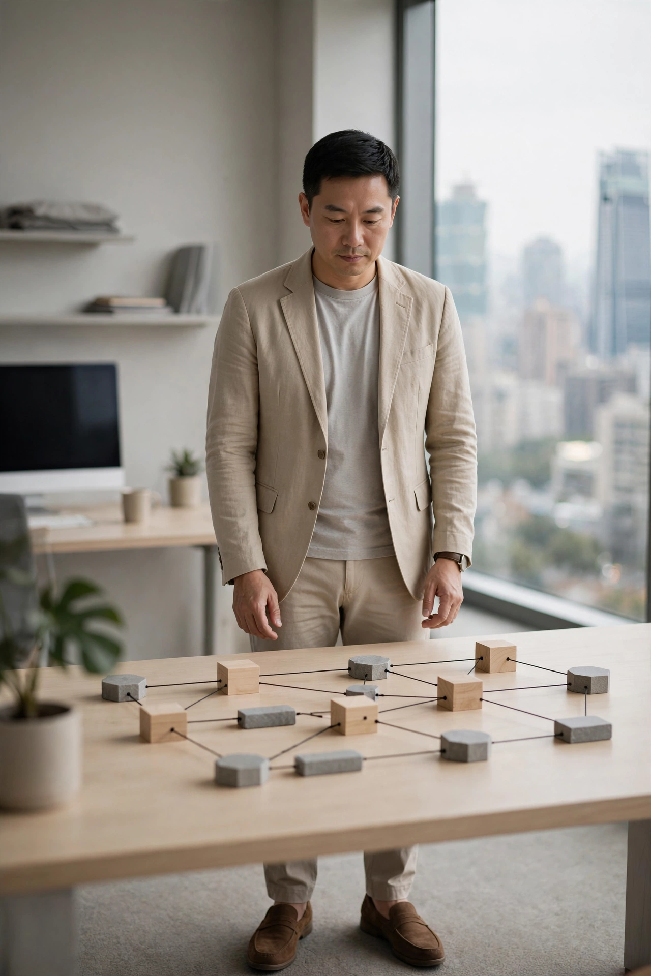 企業導入 AI 代理前的治理決策框架示意圖，涵蓋目的定義、權限邊界、人審機制與可觀測性
