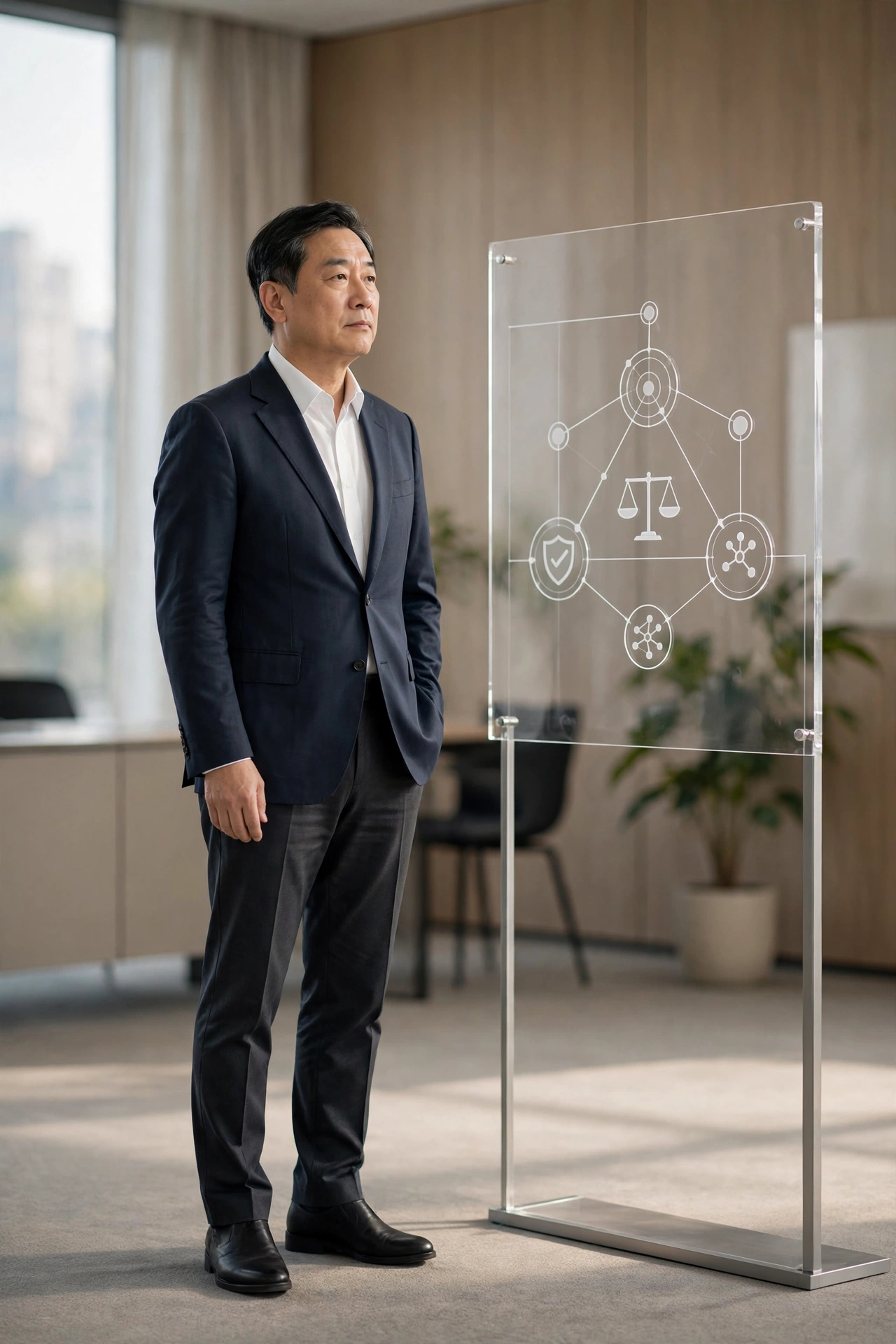 AI 信任與法遵示意圖，呈現揭露義務與治理架構的關係